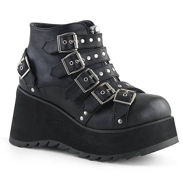 Demonia Women's Scene-30 Platform Ankle Boots - Black Vegan Leather D9083-54US Clearance